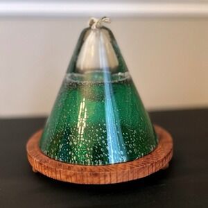 Hand Blown Green Glass Control Bubbles Oil Lamp